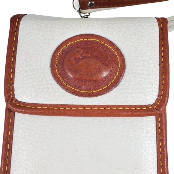 VTG Dooney & Bourke All Weather Leather Crossbody Bag Ivory Tan Brown - Picture 2 of 8